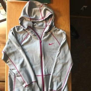 grey and purple nike zip up sweatshirt